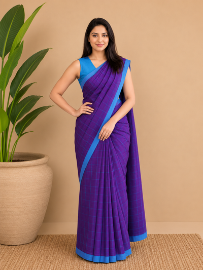 Vasudha Khadi Cotton Handloom Saree Purple