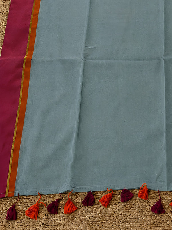 Indiehaat | Blue Mul Cotton Handloom Saree