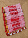 Indiehaat | Red & White Mul Cotton Handloom Saree