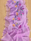 Indiehaat | Purple Muslin Silk Jamdani Saree