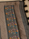 Indiehaat | Gray Kora Banarasi Saree | Jamdani