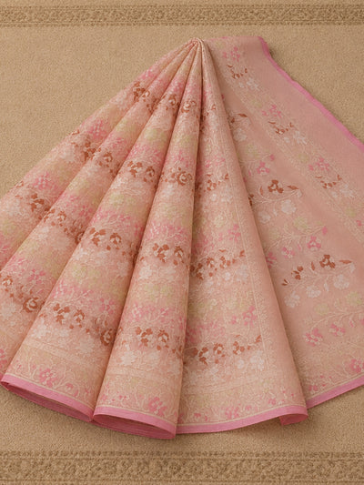 Tarini Jamdani Kora Banarasi Silk Saree Soft Peach