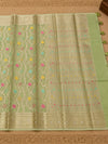 Indiehaat | Green Kora Banarasi Saree | Jamdani
