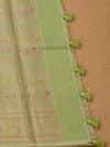 Indiehaat | Green Kora Banarasi Saree | Jamdani