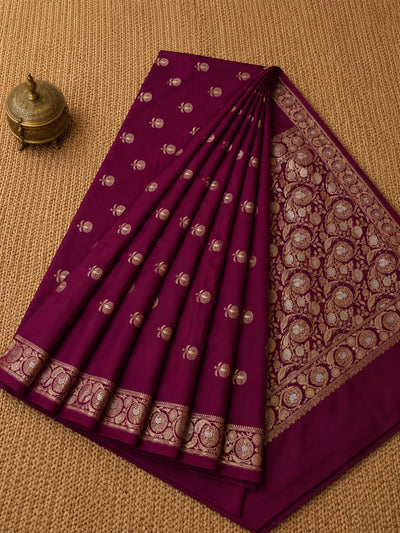 Pratibha Mashru Alfi Katan Silk Saree Deep Aubergine