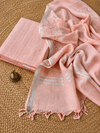 Indiehaat | Pure Linen Embroidered Suit (T+B+D) Peach