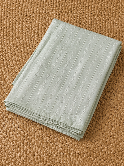 Indiehaat | Pure Linen Embroidered Suit (T+B+D) Green