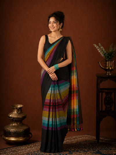 Niharika Pure Handloom Bold Mul Cotton Saree