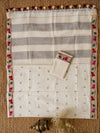 Indiehaat | White Silk Linen Embroidered Saree