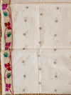 Indiehaat | White Silk Linen Embroidered Saree