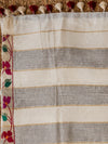 Indiehaat | White Silk Linen Embroidered Saree