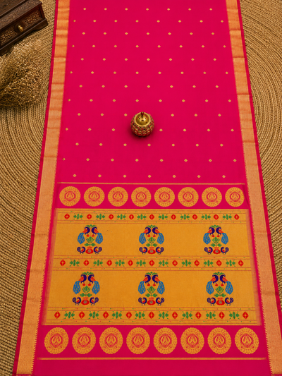 Rajdhara Handloom Paithani Silk Saree Hot Pink