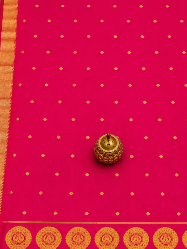 Indiehaat | Handloom Weaving Paithani Silk Saree Pink