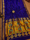 Indiehaat | Handloom Weaving Paithani Silk Saree Blue