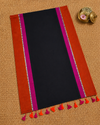 Indiehaat | Black Khadi Cotton Handloom Saree