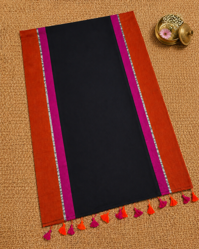 Indiehaat | Black Khadi Cotton Handloom Saree