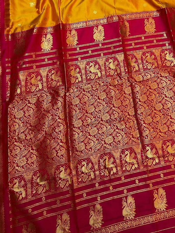 Indiehaat | Paithani Silk Handloom Saree Yellow