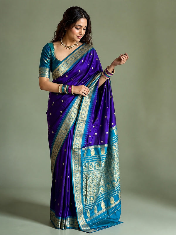 Indiehaat | Paithani Silk Handloom Saree Violet