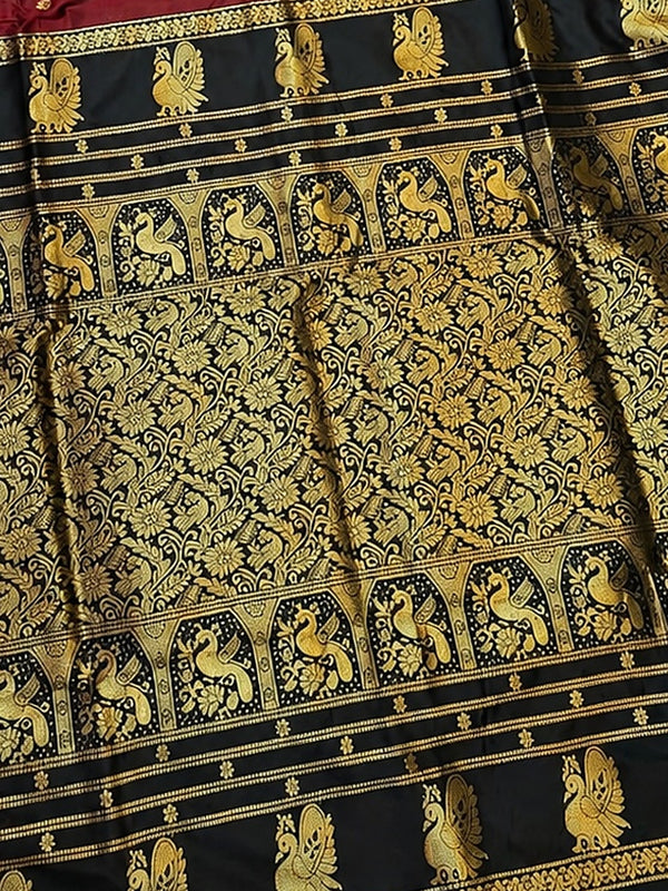 Indiehaat | Paithani Silk Handloom Saree Maroon