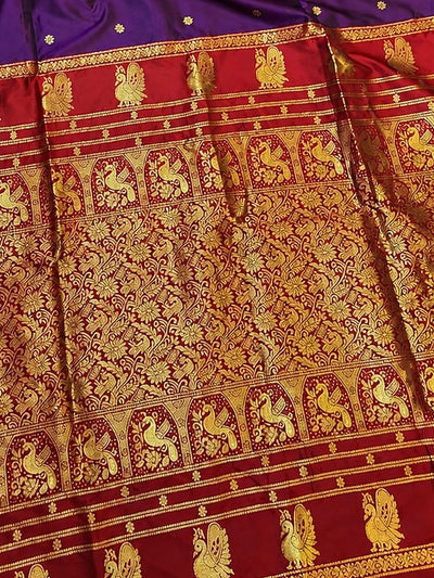 Indiehaat | Paithani Silk Handloom Saree Purple