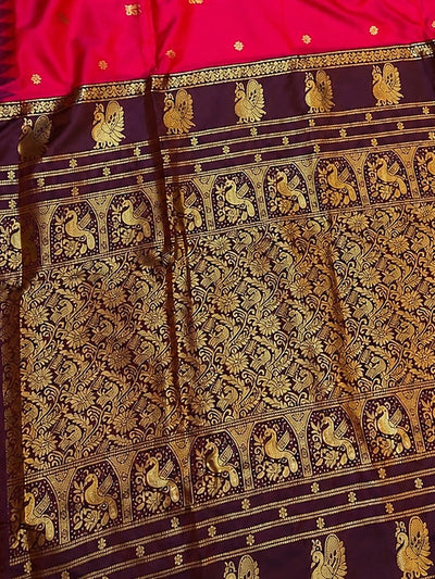 Indiehaat | Paithani Silk Handloom Saree Pink