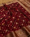 Indiehaat | Maroon Katan Silk Heavy Zari Saree