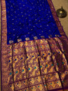 Indiehaat | Paithani Silk Peacock Saree Blue