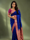 Indiehaat | Paithani Silk Peacock Saree Blue