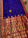 Indiehaat | Paithani Silk Peacock Saree Blue