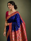 Indiehaat | Paithani Silk Peacock Saree Blue