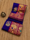 Indiehaat | Paithani Silk Peacock Saree Blue