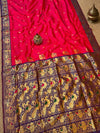 Indiehaat | Paithani Silk Peacock Saree Red