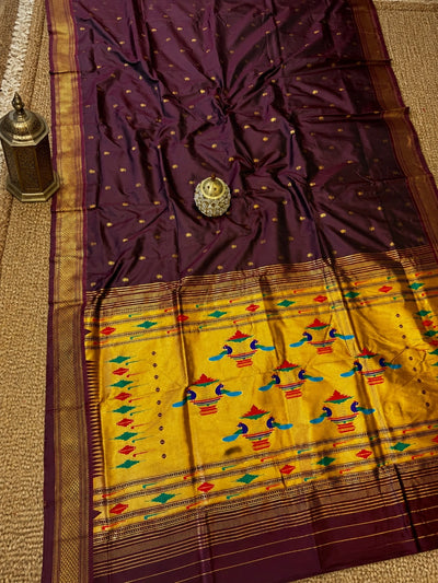 Mayuri Double Pallu Paithani Silk Saree Deep Wine