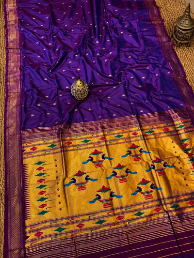 Mayuri Double Pallu Paithani Silk Saree Violet