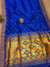 Indiehaat | Double Pallu Paithani Silk Saree Blue