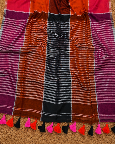 Indiehaat | Mul Cotton Handloom Saree Multicolour