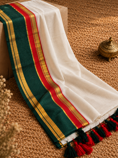 Lalitya Pure Mul Cotton Handloom Saree White