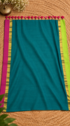 Indiehaat | Mul Cotton Handloom Saree Teal