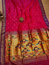 Indiehaat | Double Pallu Paithani Silk Saree Pink