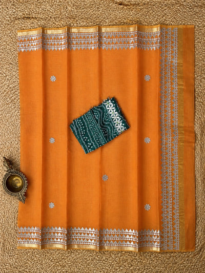 Shagun Kota Doria Gota Patti Saree Vibrant Orange