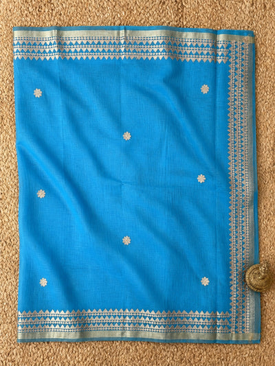 Madhuri Kota Doria Gota Patti Saree Sky Blue
