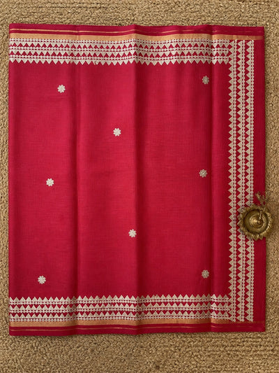 Madhuri Kota Doria Gota Patti Saree Ruby Red