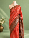 Indiehaat | Kota Silk Saree Jacquard Weaving Orange