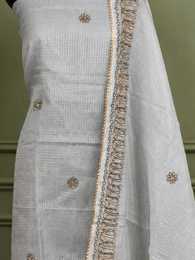 Indiehaat | Kota Doria Gota Patti Embroidered Suit Gray