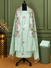 Indiehaat | Pure Linen Embroidered Suit Set Green