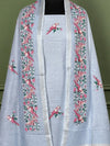 Indiehaat | Pure Linen Embroidered Suit Set Blue