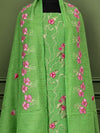 Indiehaat | Pure Linen Embroidered Suit Set Green
