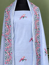 Indiehaat | Pure Linen Embroidered Suit Set Blue