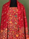 Indiehaat | Katan Silk Hand Block Printed Floral Suit Red