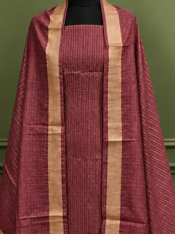 Indiehaat | Kota Silk Zari Woven Three Piece Suit Maroon
